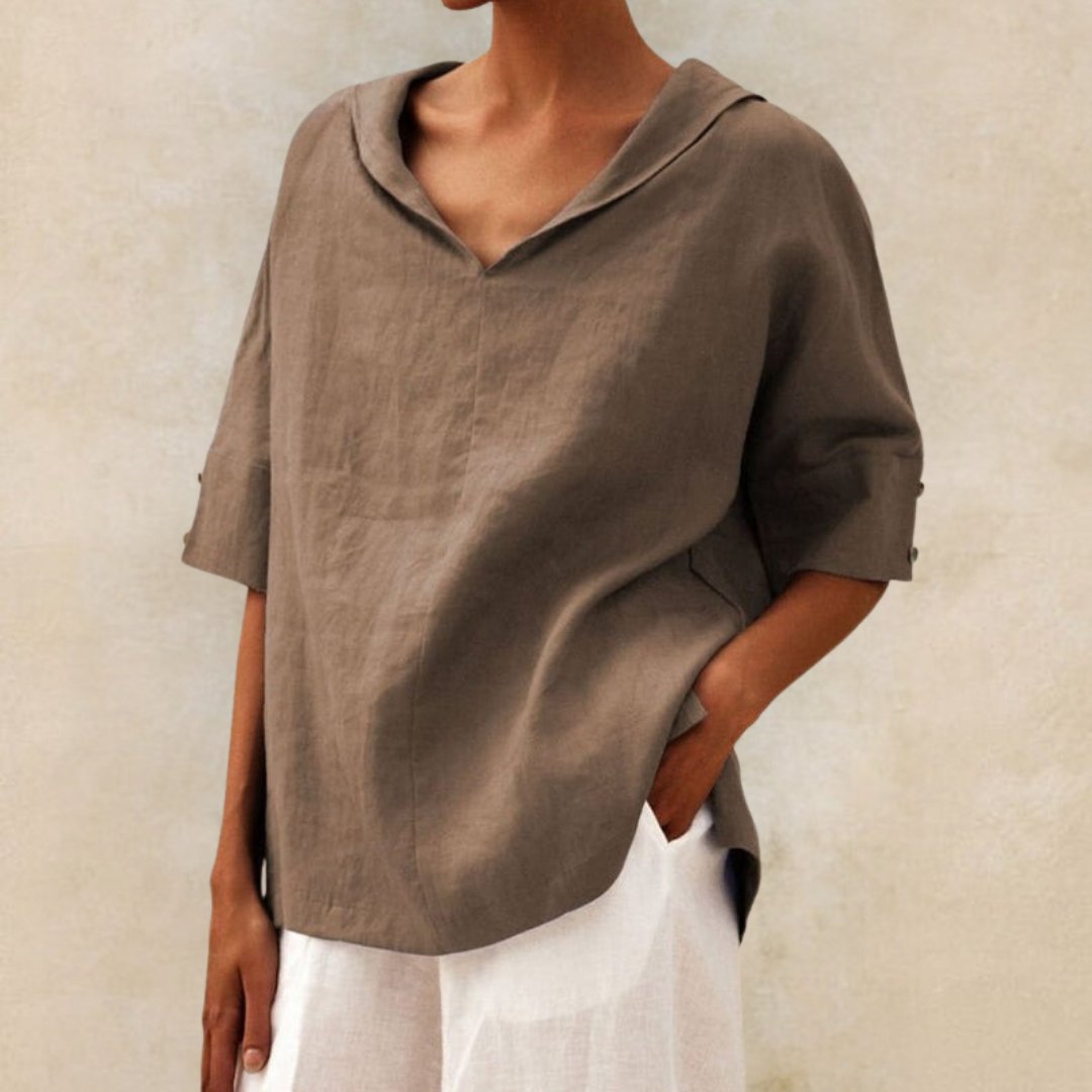 Florence - Women's Spring Relaxed Fit V-Neck Top