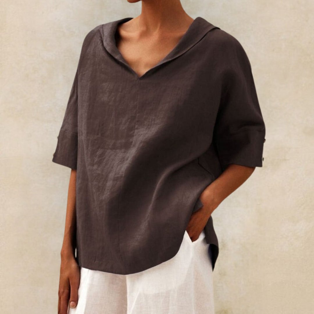 Florence - Women's Spring Relaxed Fit V-Neck Top
