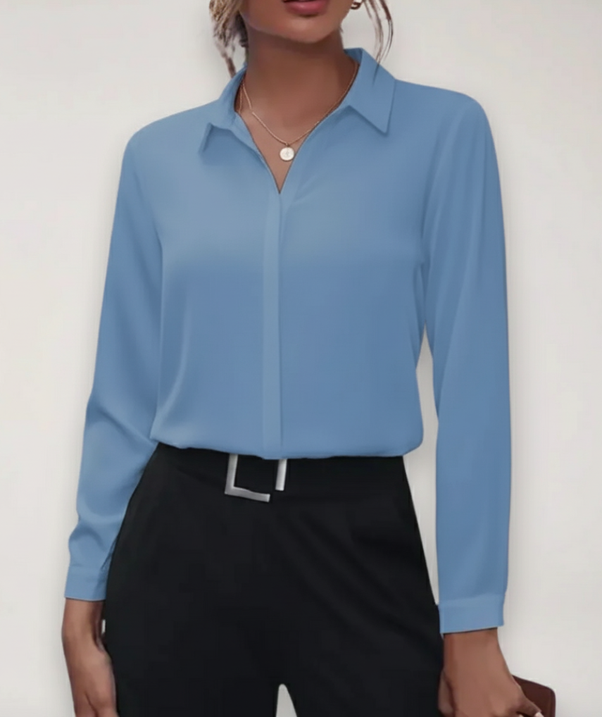 Valerie - Women's Tailored Blouse with Button Placket for Office Outfits