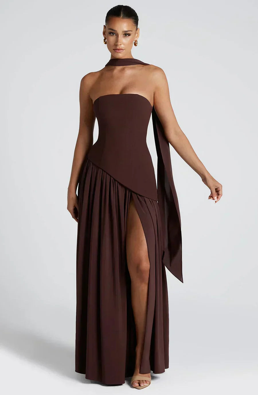 Judith - Women's Wedding Guest Asymmetrisches Maxi Dress