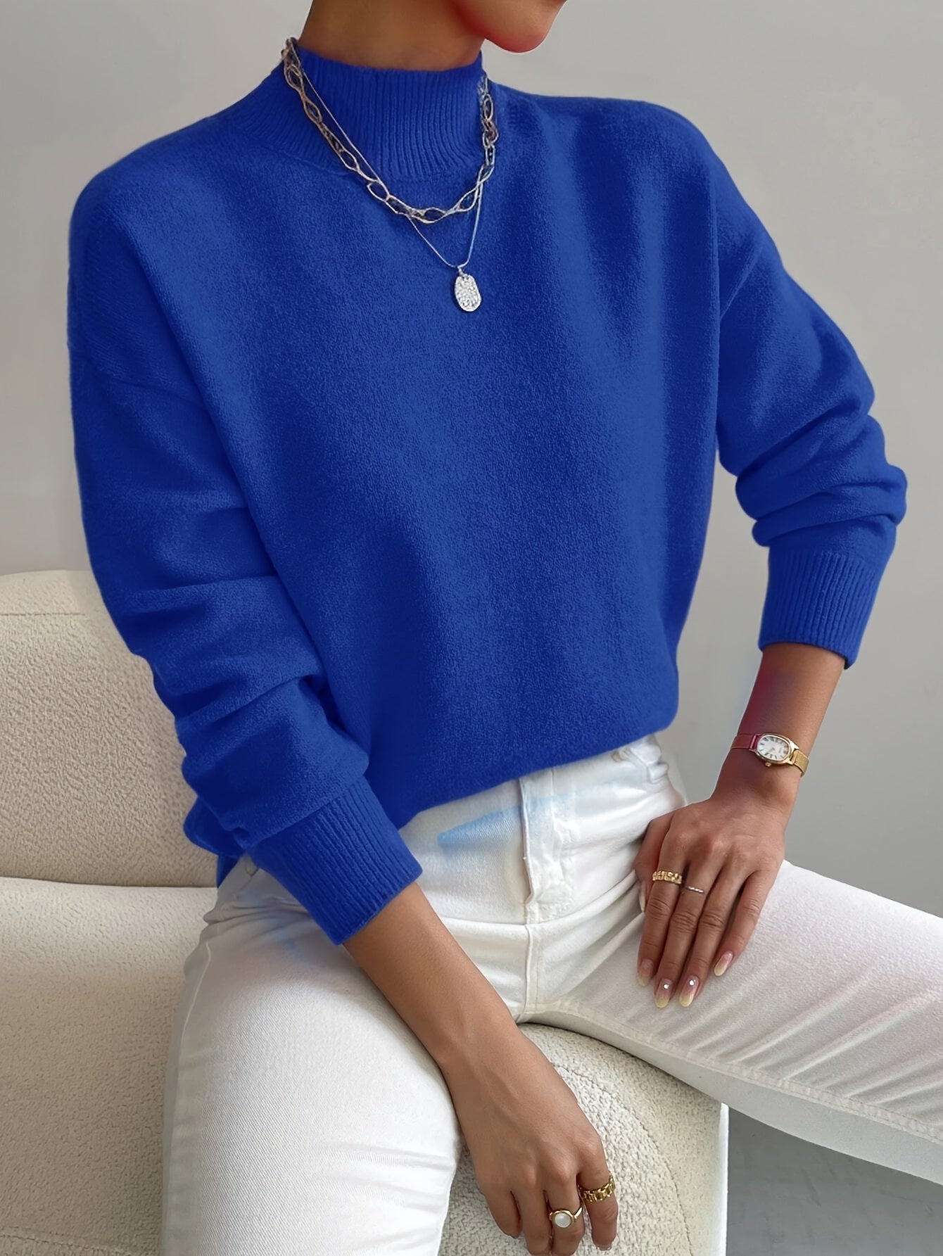 Sheila - Women's Spring Classic Sweater with High Collar