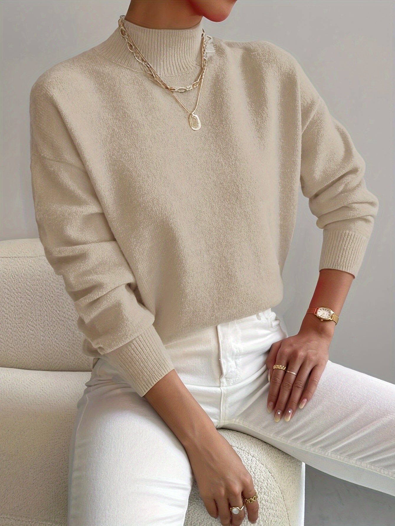 Eva - Women's Spring Mock Neck Sweater