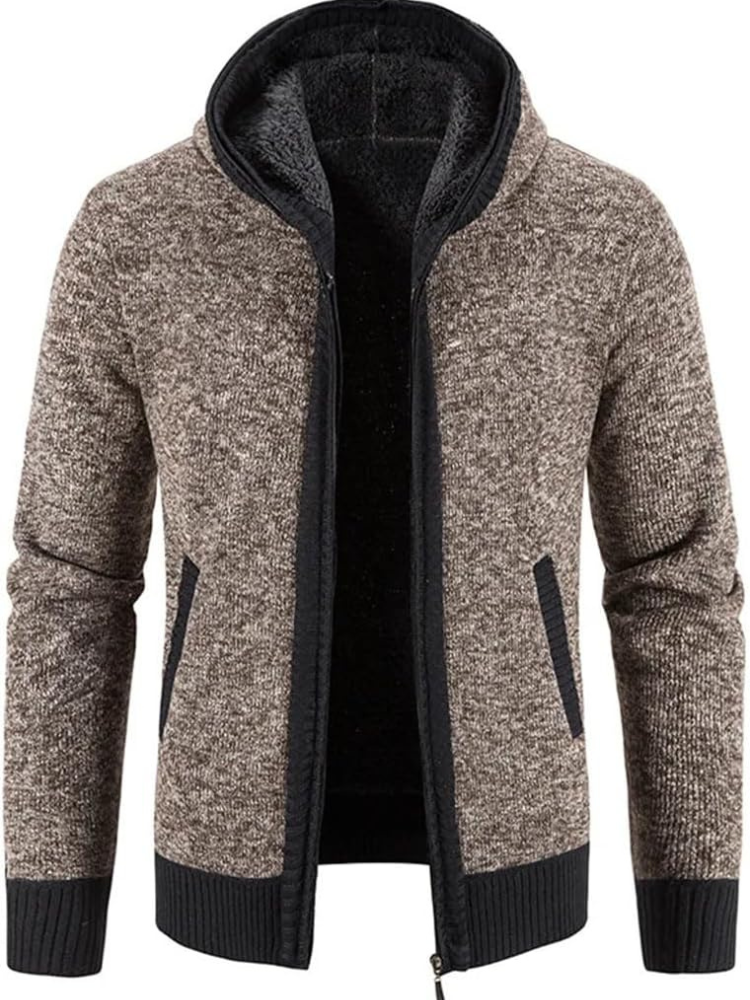 Lucas - Men's Spring-Hooded Jacket with Zip and Stripes