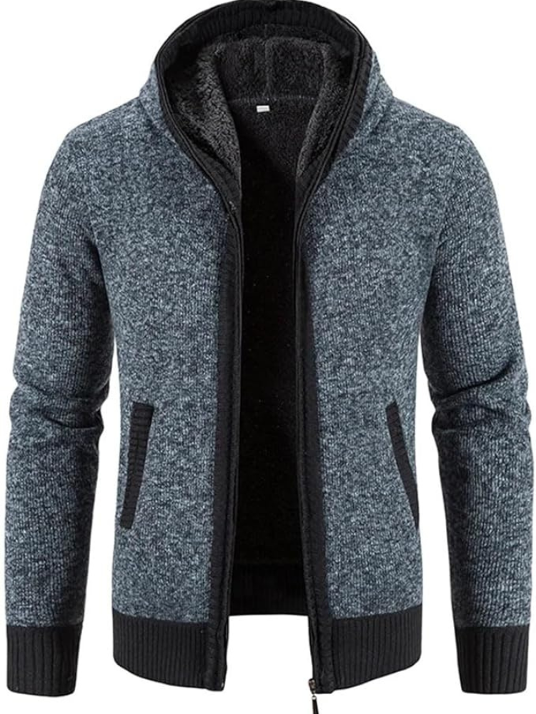 Lucas - Men's Spring-Hooded Jacket with Zip and Stripes