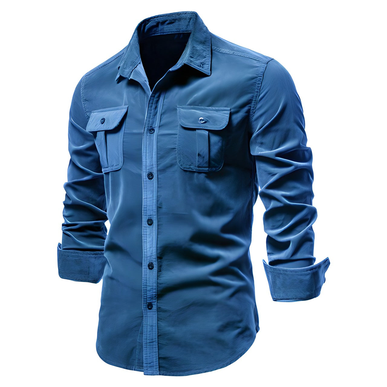 Grant - Men's Casual-Shirt with langen Sleeves and Button Placket