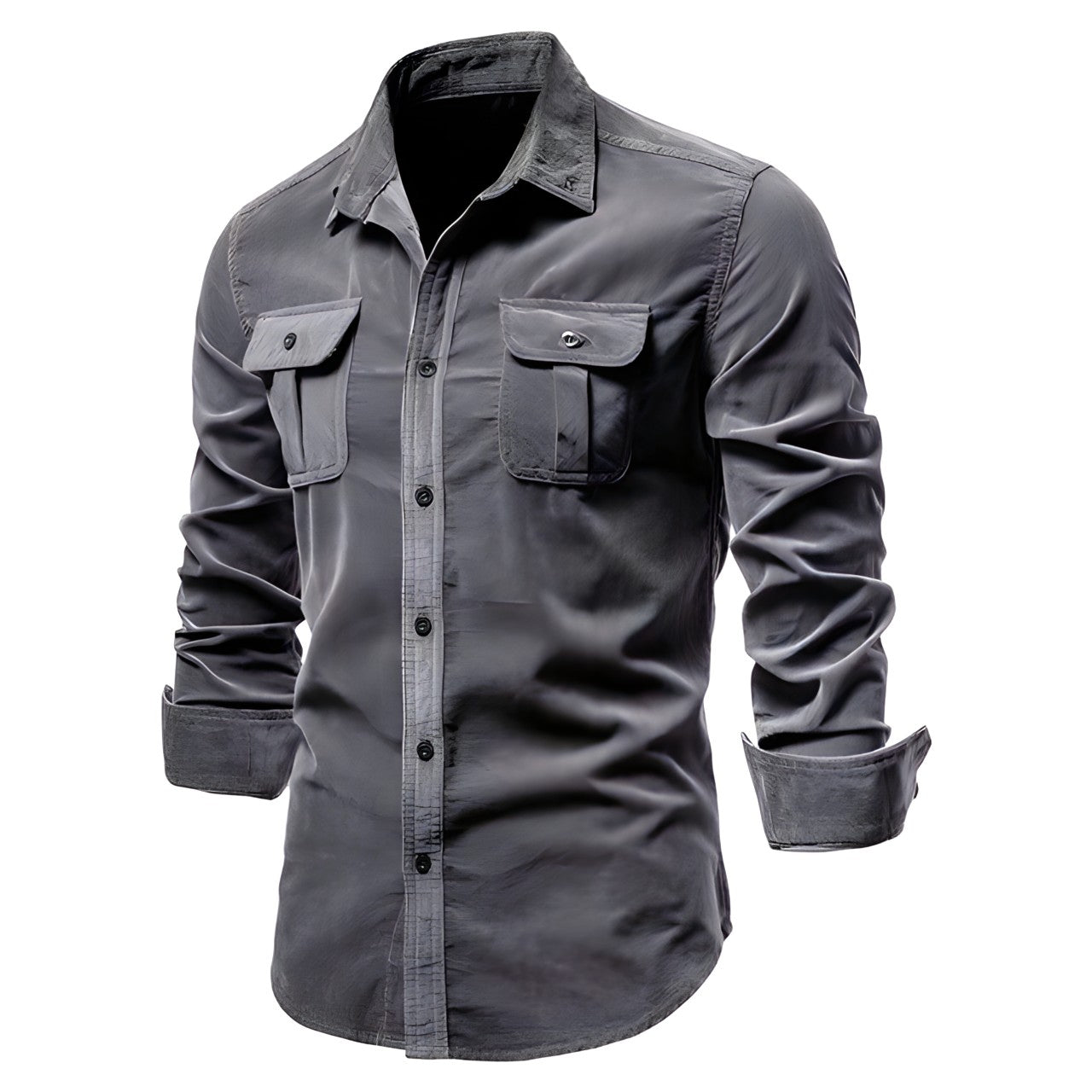 Grant - Men's Casual-Shirt with langen Sleeves and Button Placket