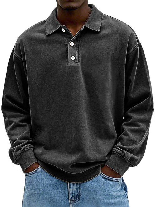 Elliot - Men's Casual-Polo Sweatshirt with langen Sleeves