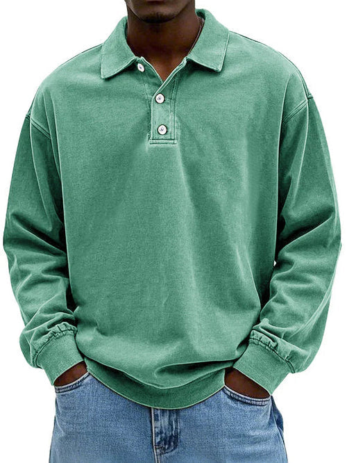 Elliot - Men's Casual-Polo Sweatshirt with langen Sleeves