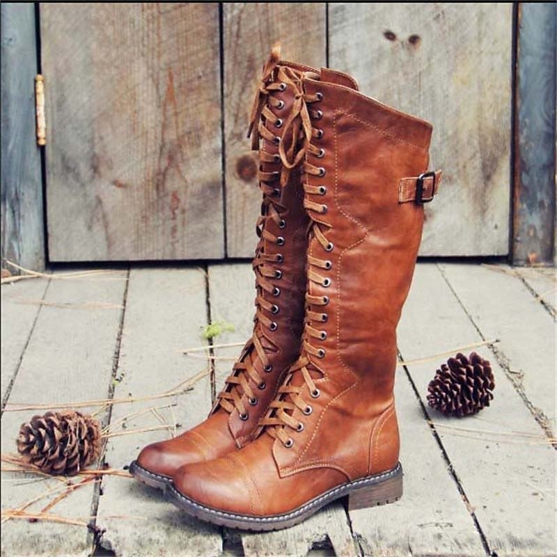 Patricia - Women's High Lace-Up Boots in Riding Style