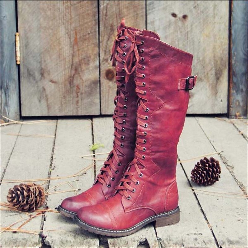 Patricia - Women's High Lace-Up Boots in Riding Style