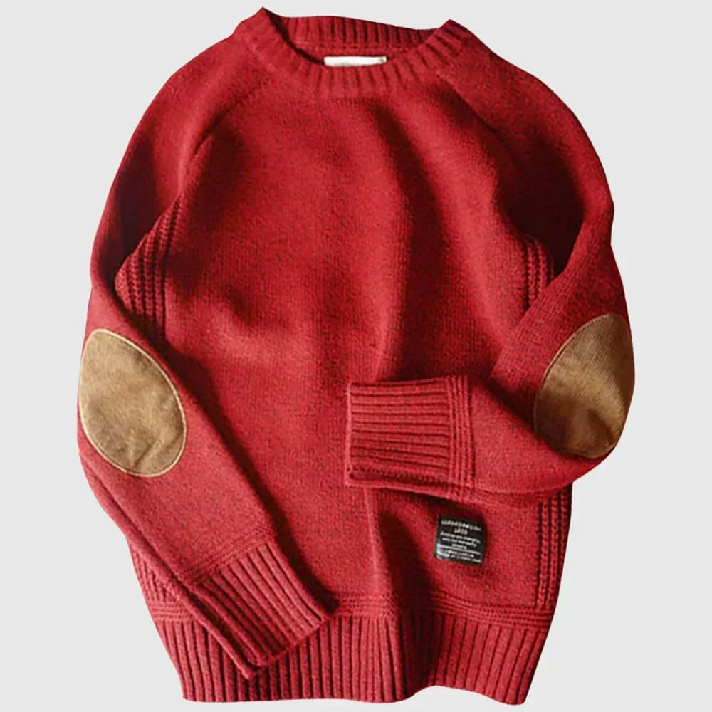 Thomas - Men's Classic Knit Sweater with Elbow Patches for Spring