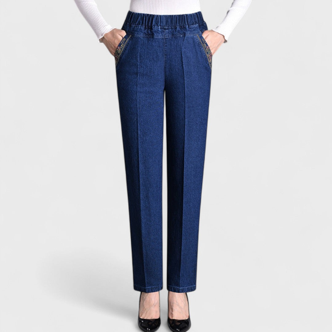 Lily - Women's Comfortable Stretch-Jeans with Side Pockets and elastischem Waistband