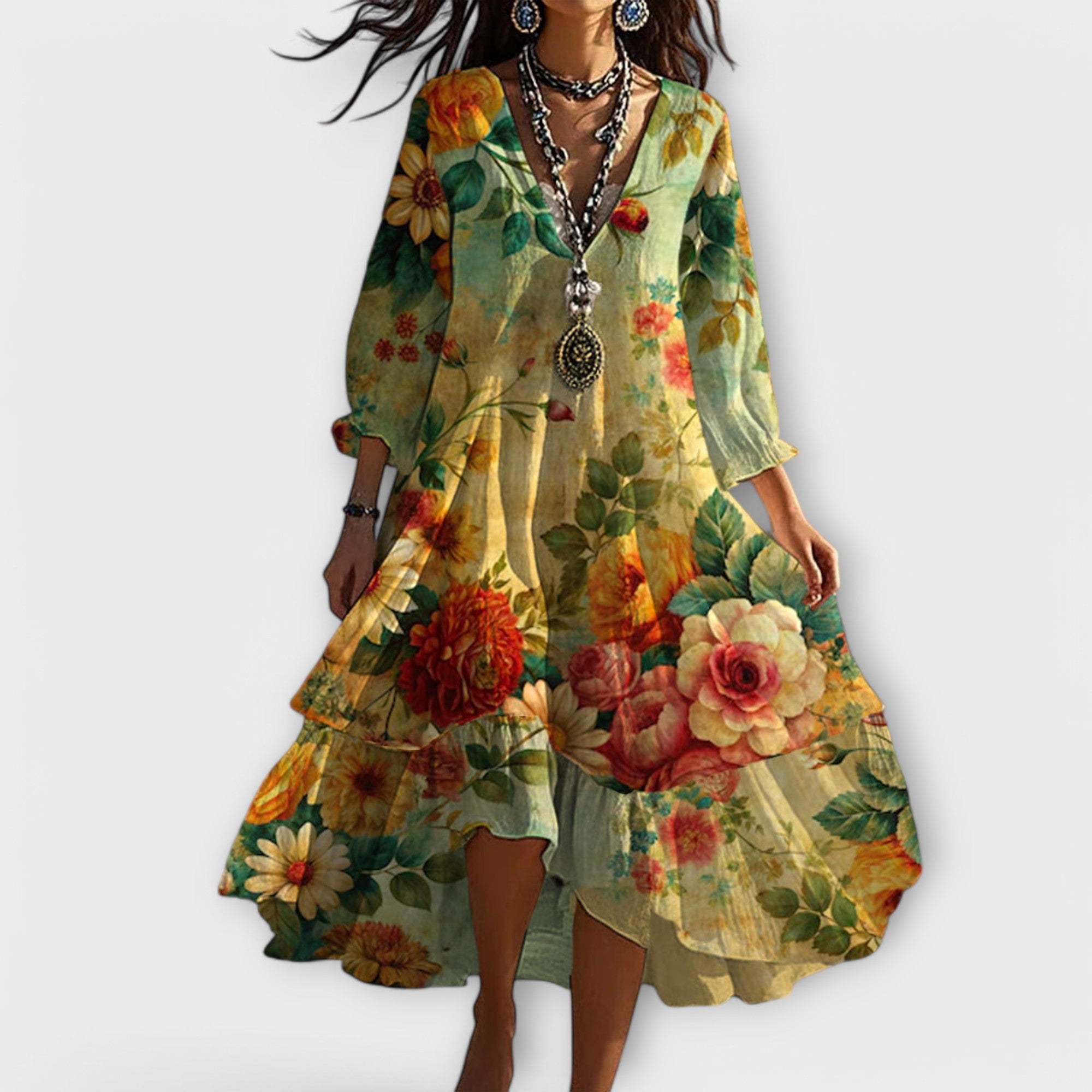 Eva - Women's Vintage Boho V-Neck Sommerkleid