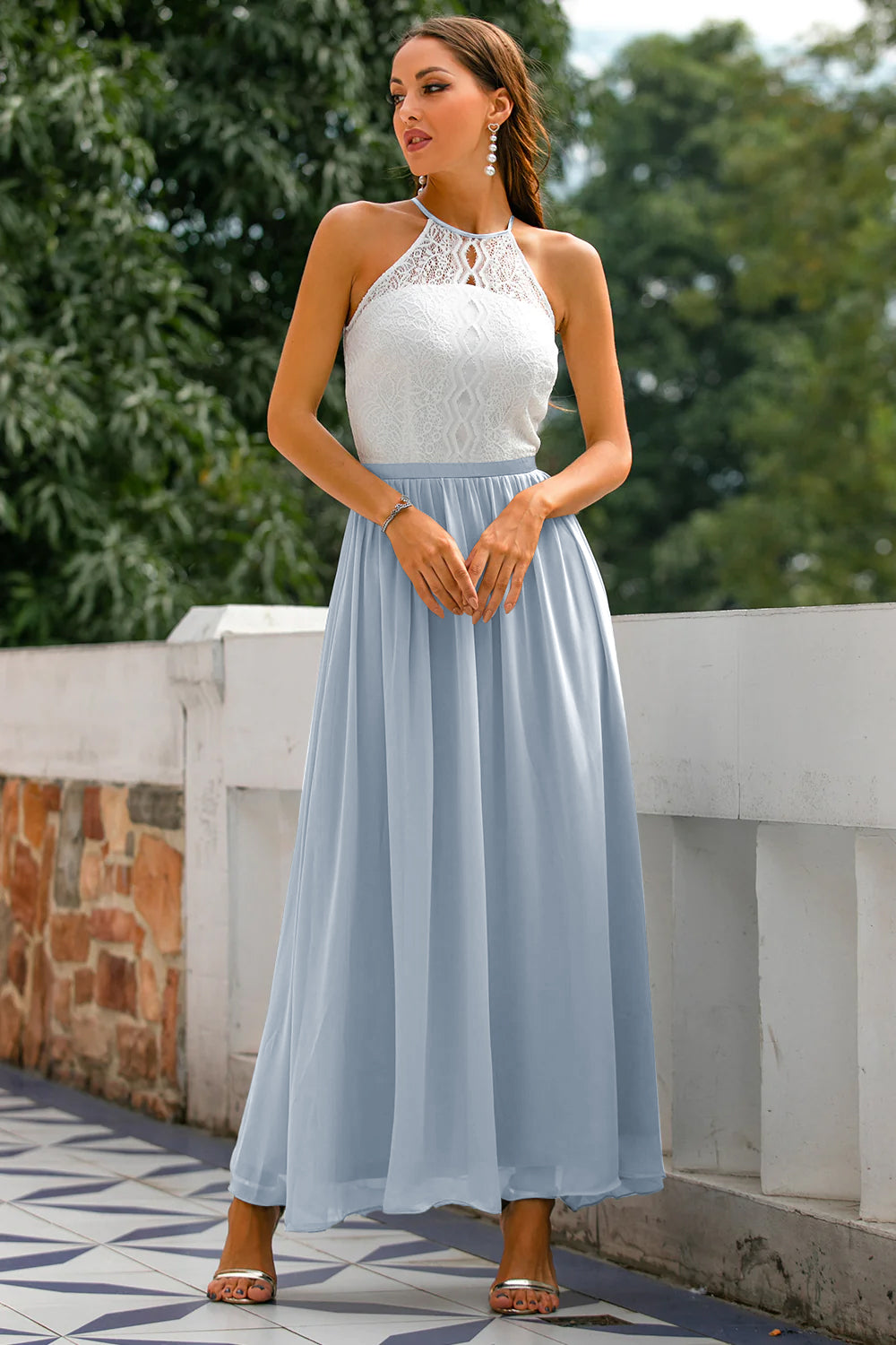 Eliza - Women's Wedding Guest Halterneck Maxi Dress