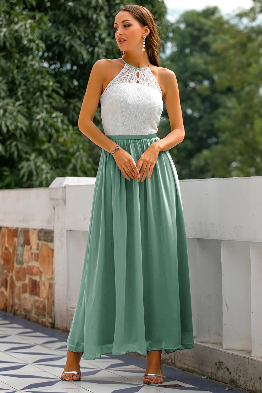 Eliza - Women's Wedding Guest Halterneck Maxi Dress