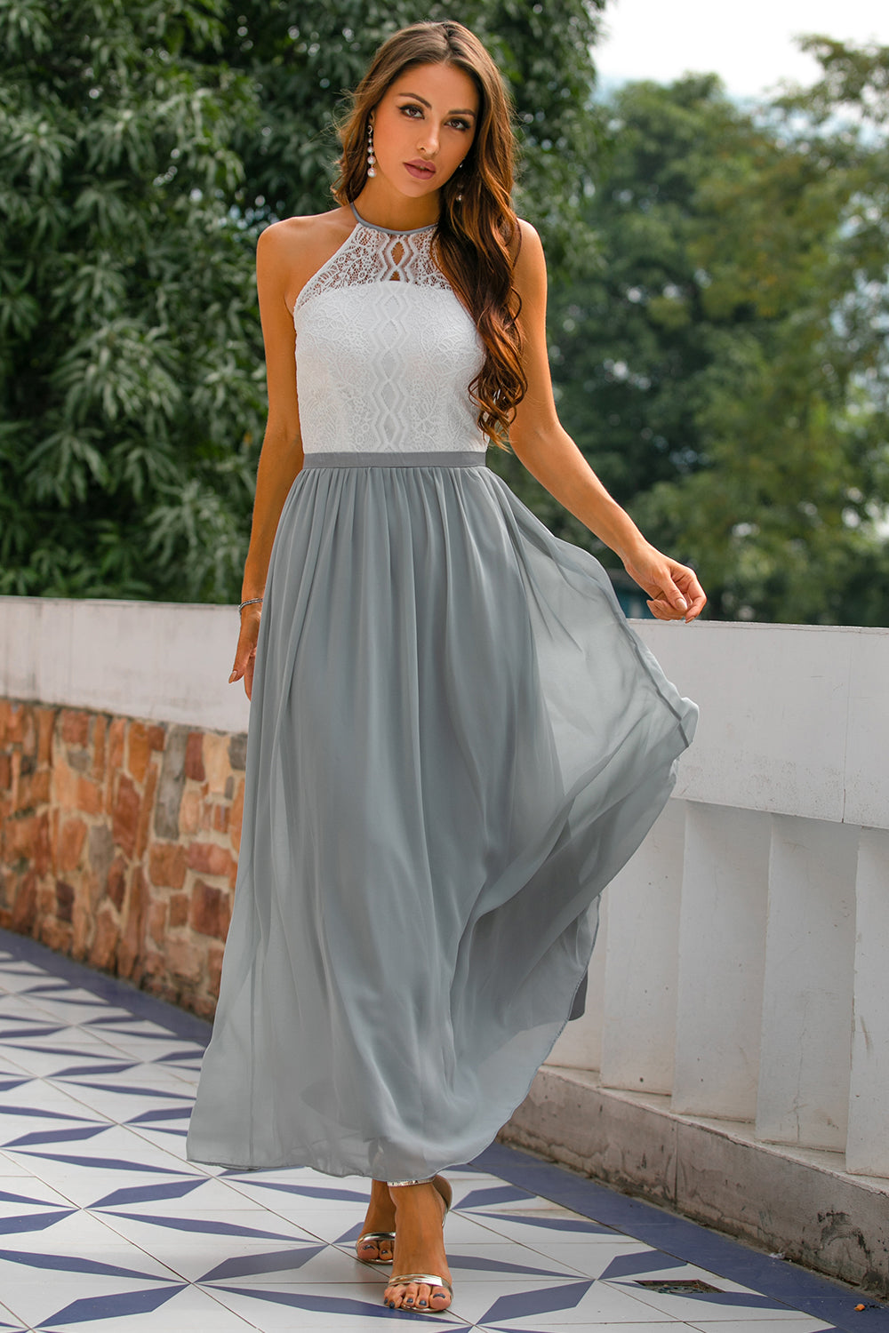 Eliza - Women's Wedding Guest Halterneck Maxi Dress