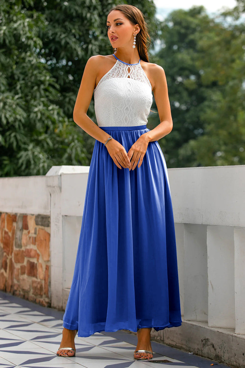 Eliza - Women's Wedding Guest Halterneck Maxi Dress