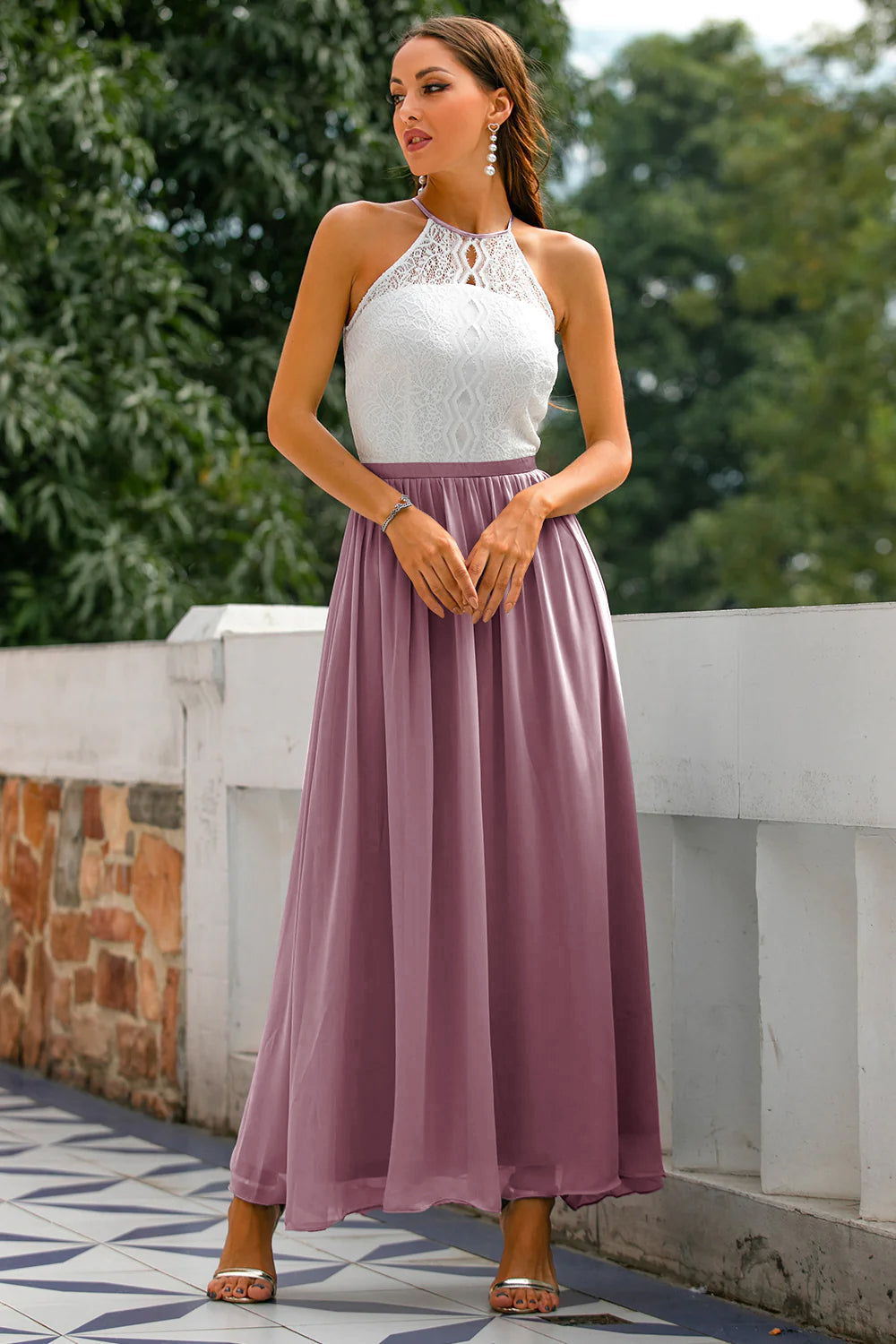 Eliza - Women's Wedding Guest Halterneck Maxi Dress