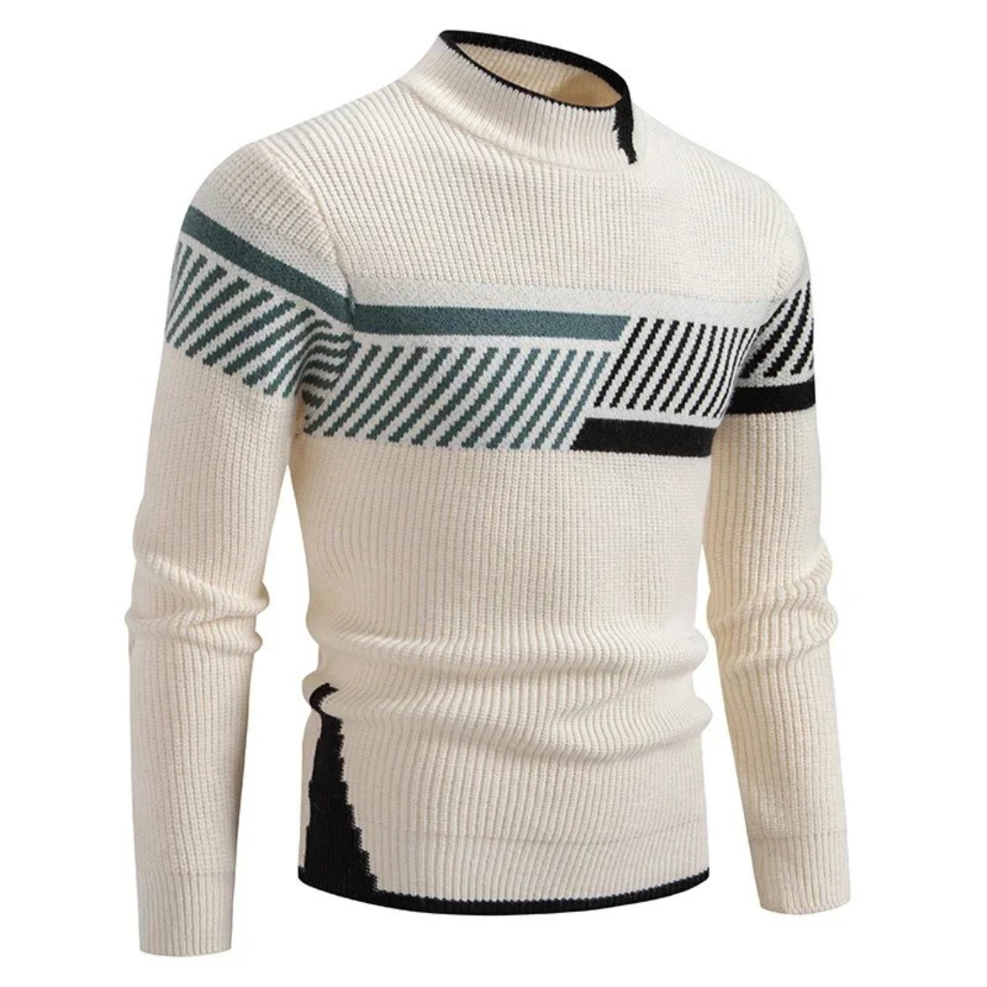 Sebastian - Men's Long Sleeve-Sweater with Geometrischem Pattern