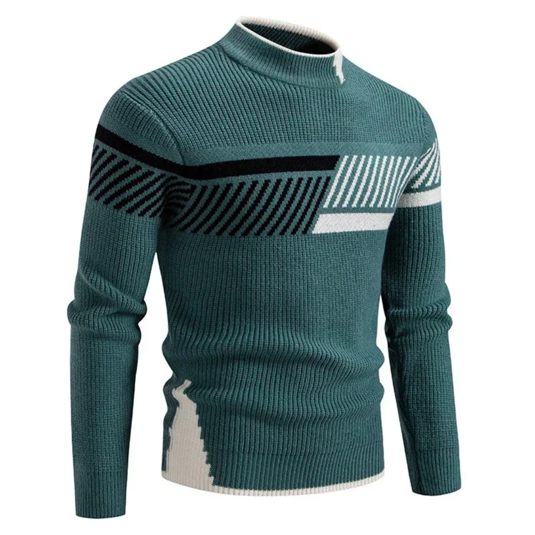 Sebastian - Men's Long Sleeve-Sweater with Geometrischem Pattern
