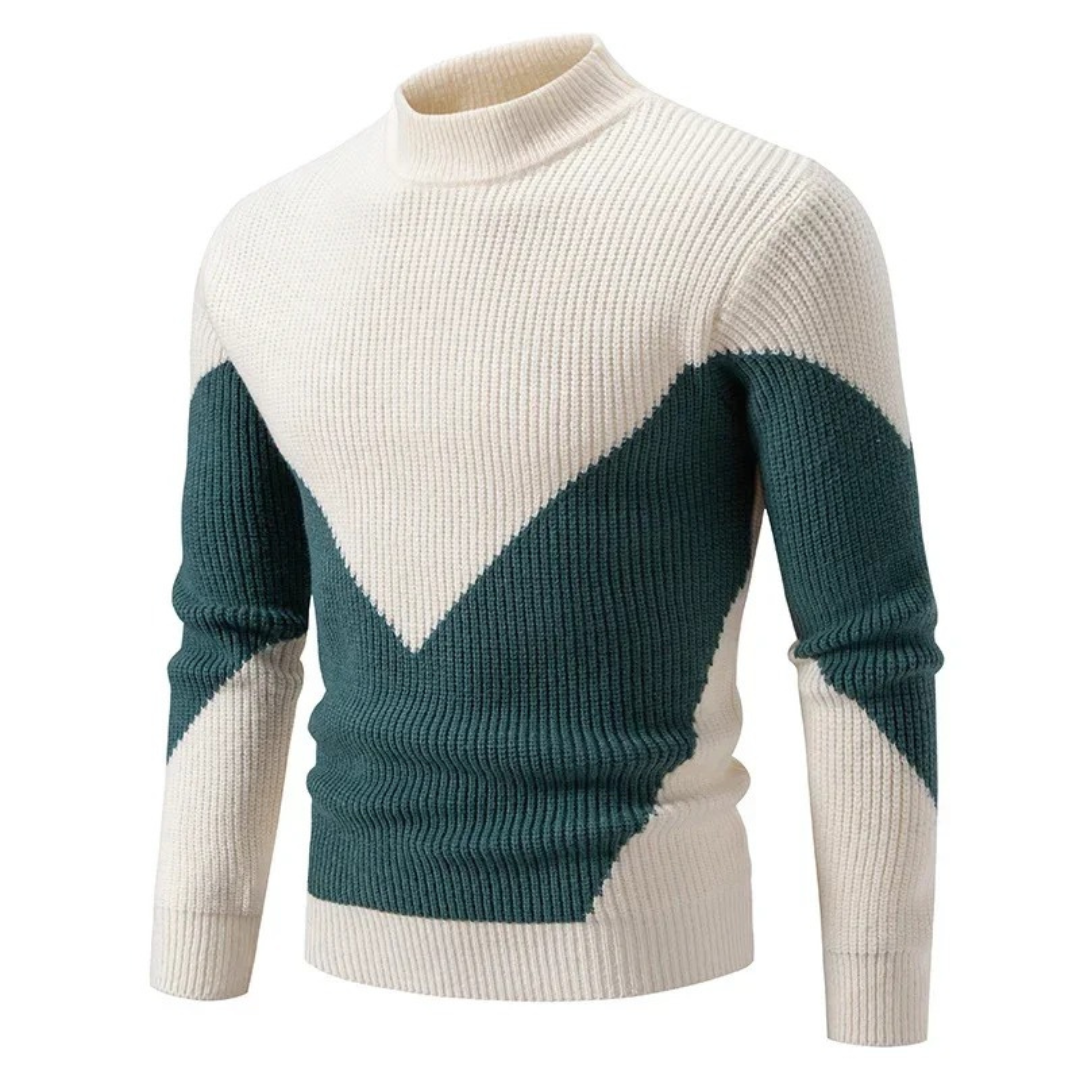 Sebastian - Men's Long Sleeve-Sweater with Geometrischem Pattern