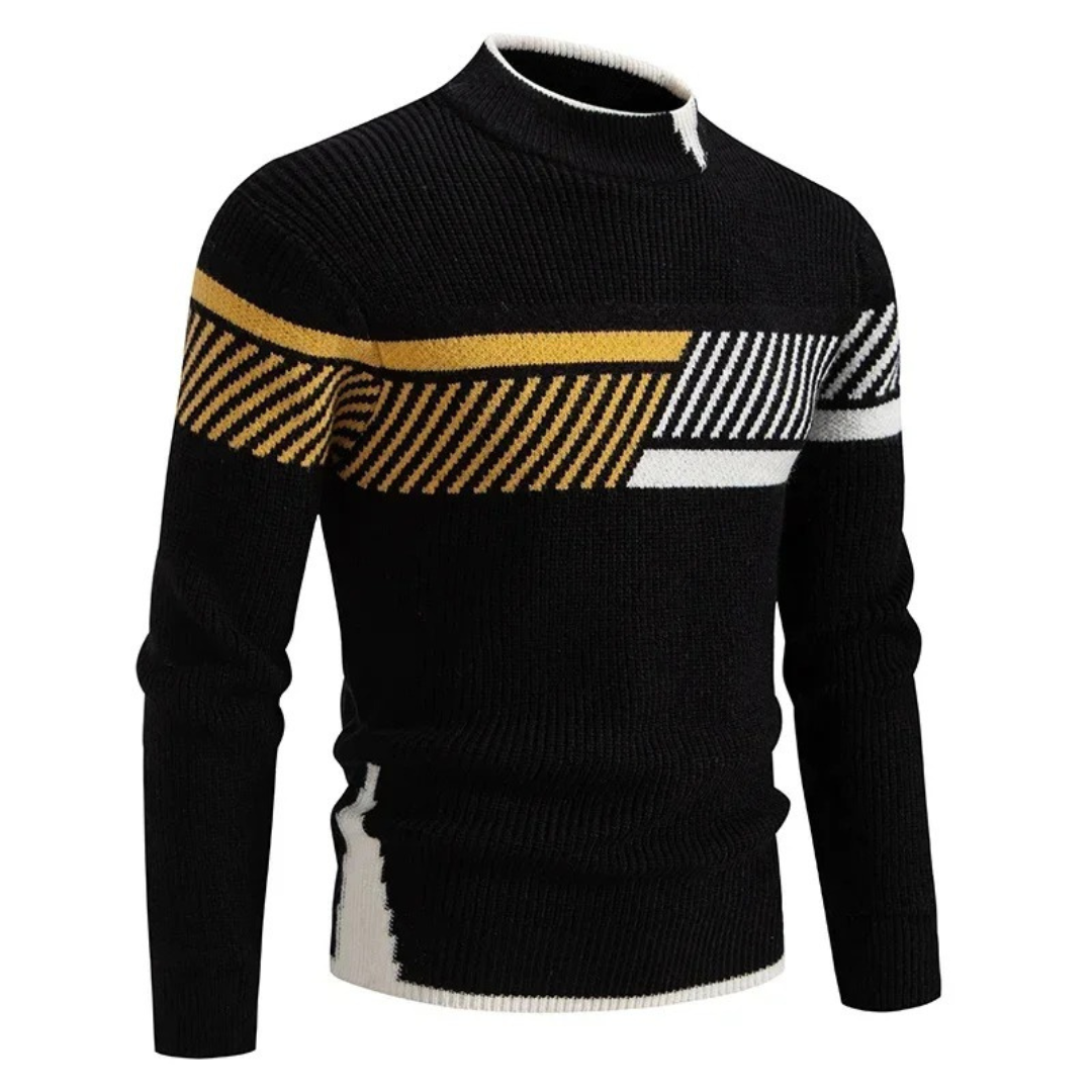 Sebastian - Men's Long Sleeve-Sweater with Geometrischem Pattern