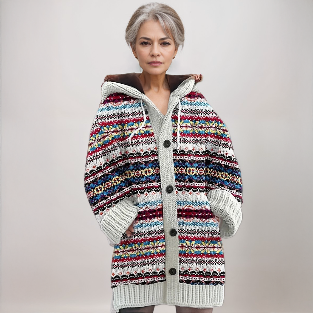 Ava - Fair Isle Kapuzenstrickjacke for Women's