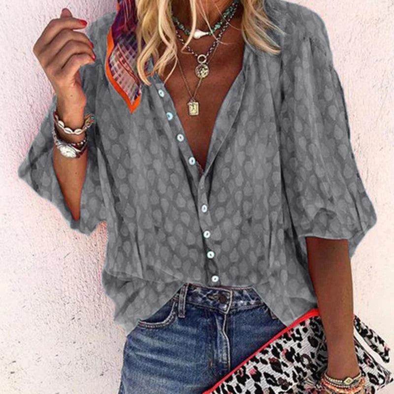 Lottie - Women's Bedruckte Freizeitbluse with Button Placket