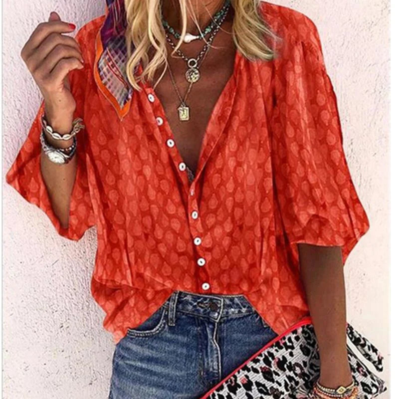 Lottie - Women's Bedruckte Freizeitbluse with Button Placket