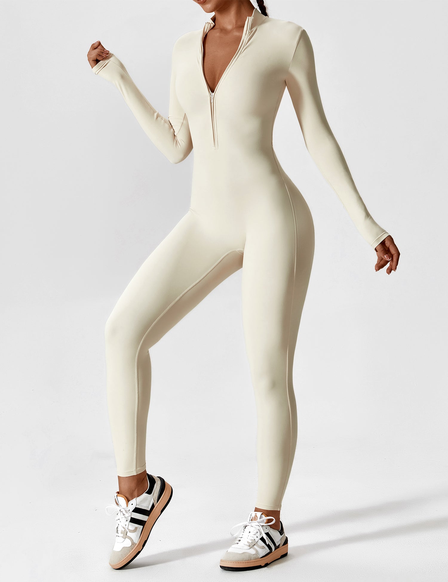 Lucy - Women's Spring Stretch Zip-Up Jumpsuit