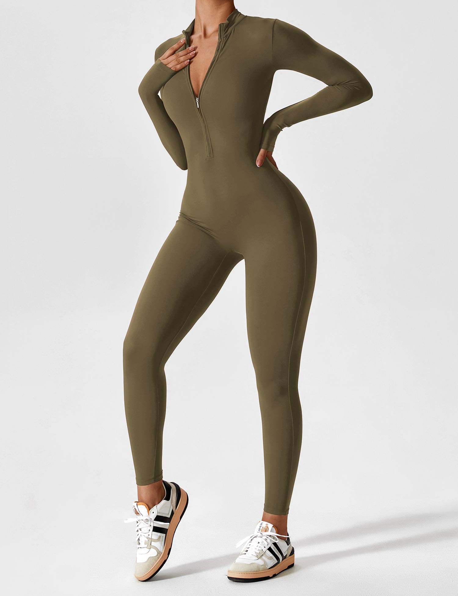 Lucy - Women's Spring Stretch Zip-Up Jumpsuit