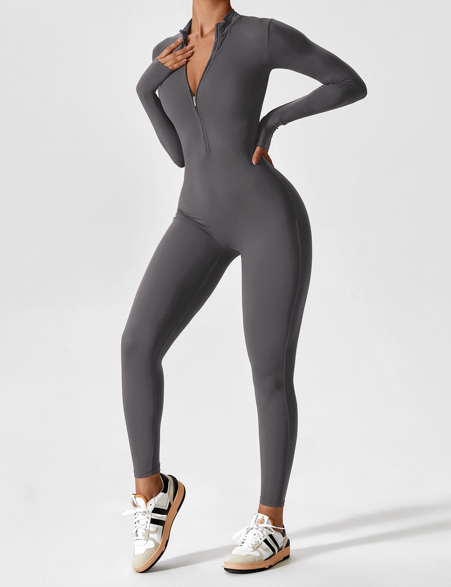 Lucy - Women's Spring Stretch Zip-Up Jumpsuit