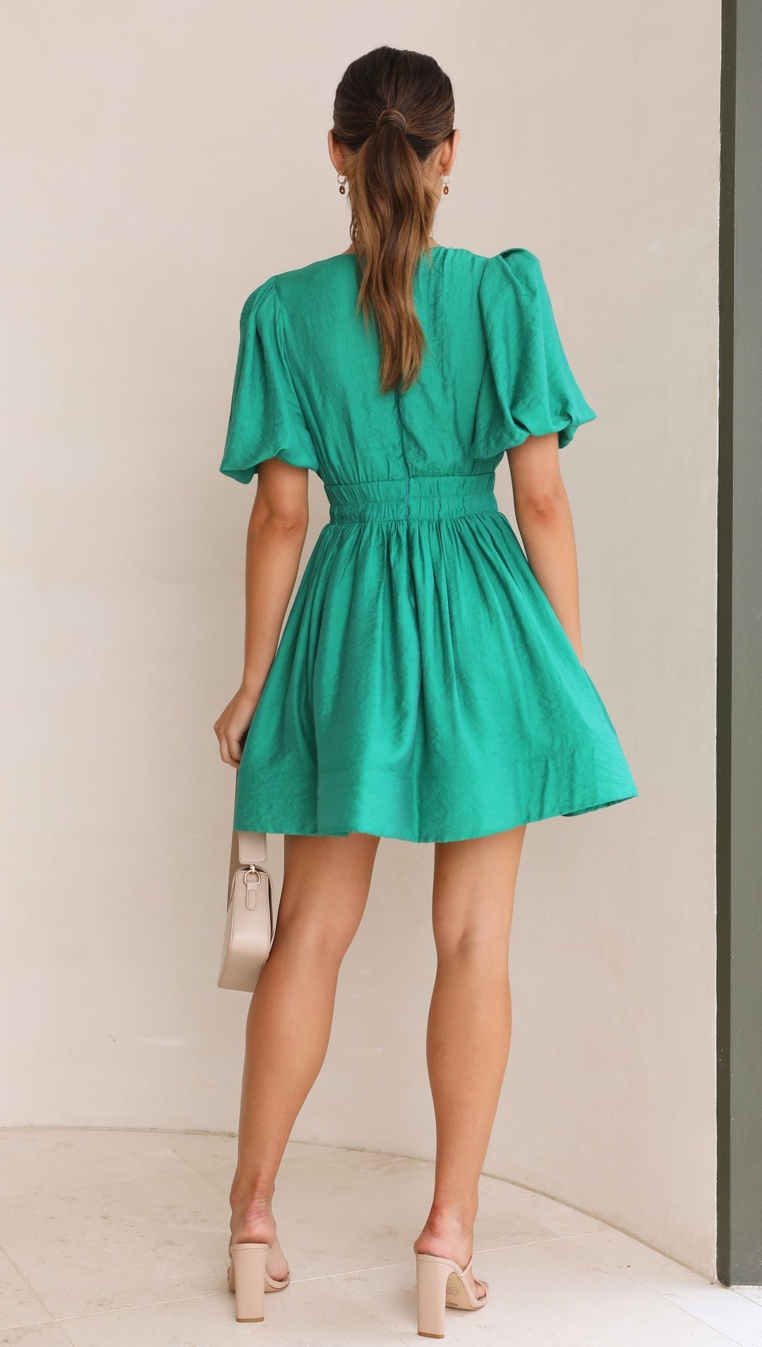 Carolyn - Women's Spring-Mini Dress with Puff Sleeves