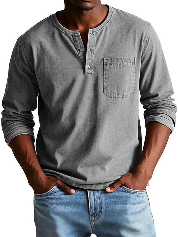 Glen - Men's Casual Long Sleeve-Henleyshirt