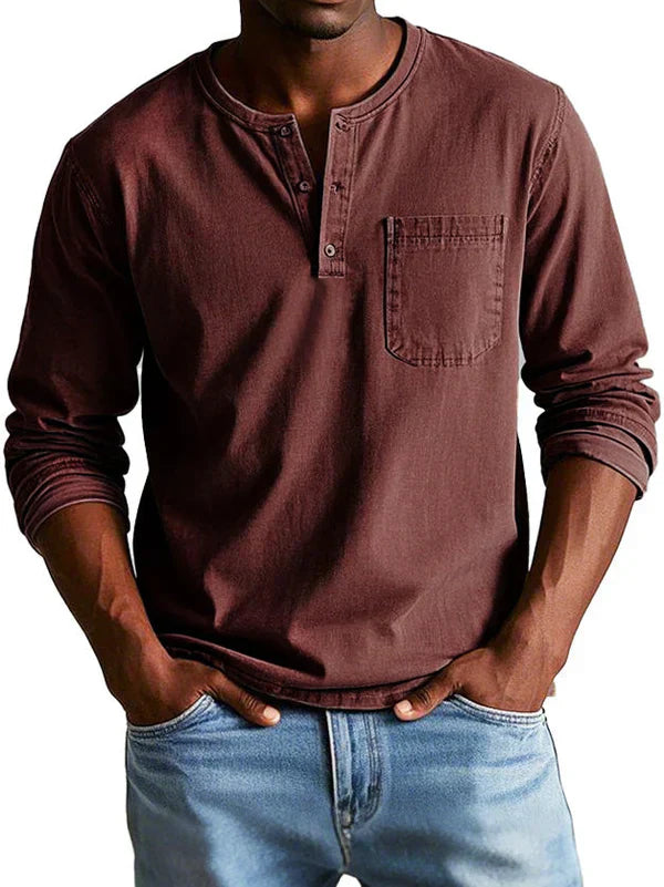 Glen - Men's Casual Long Sleeve-Henleyshirt