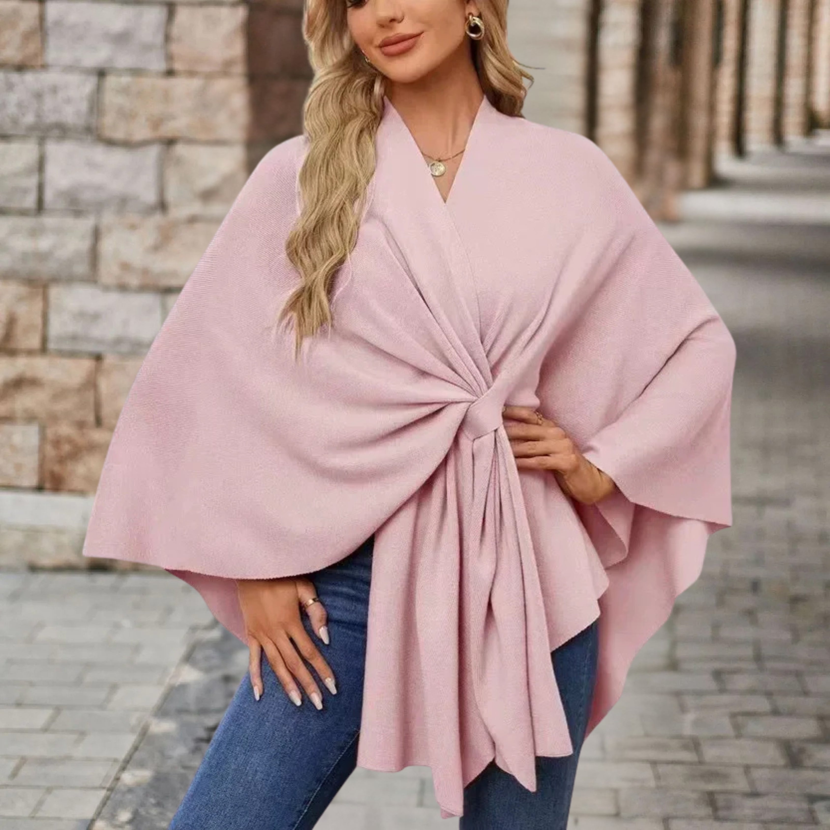 Edith - Women's Top in Cape-Style with Front Knot