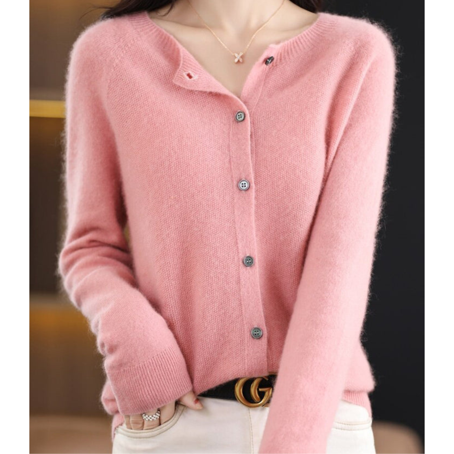 Laura - Women's Cardigan with Classic Button Placket