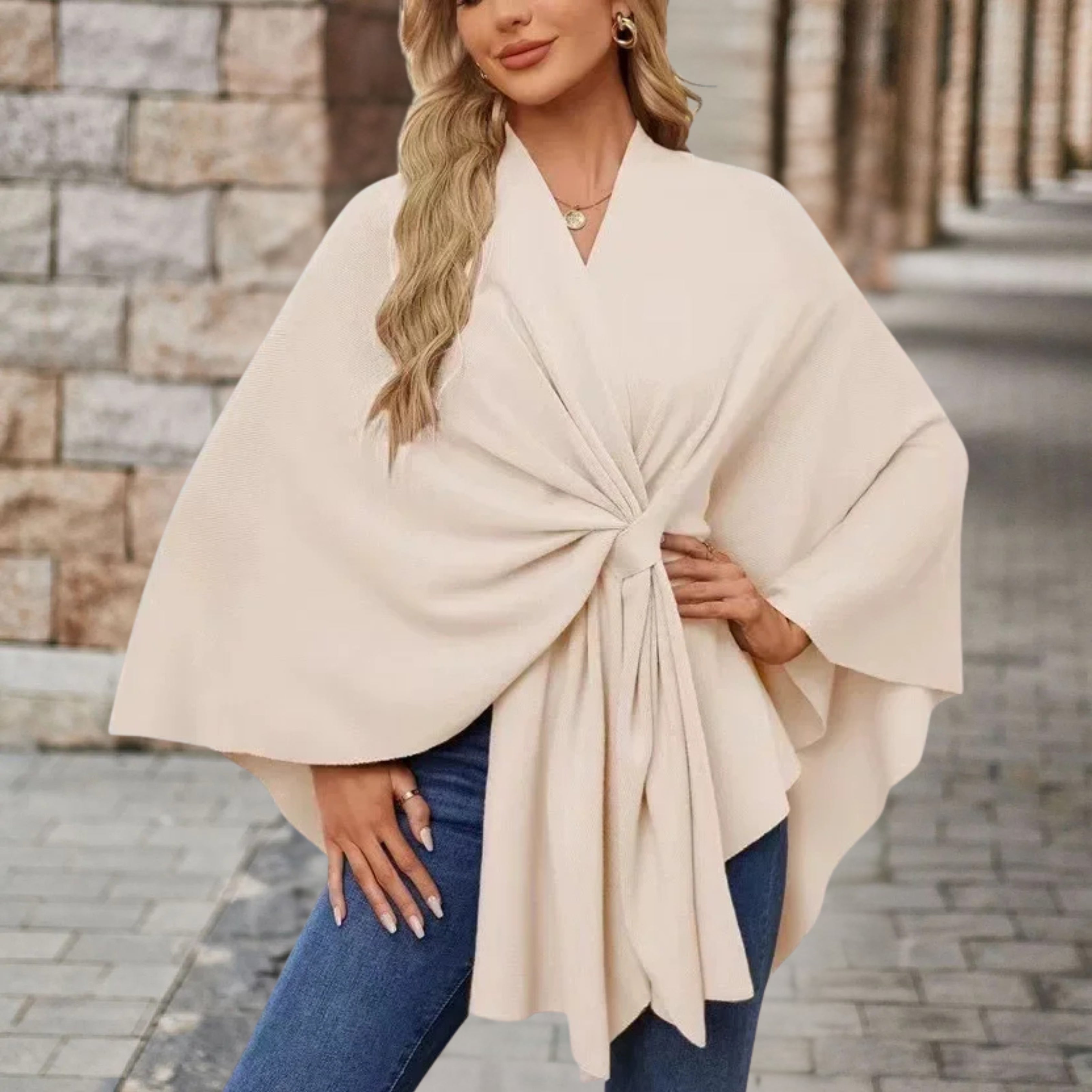 Edith - Women's Top in Cape-Style with Front Knot