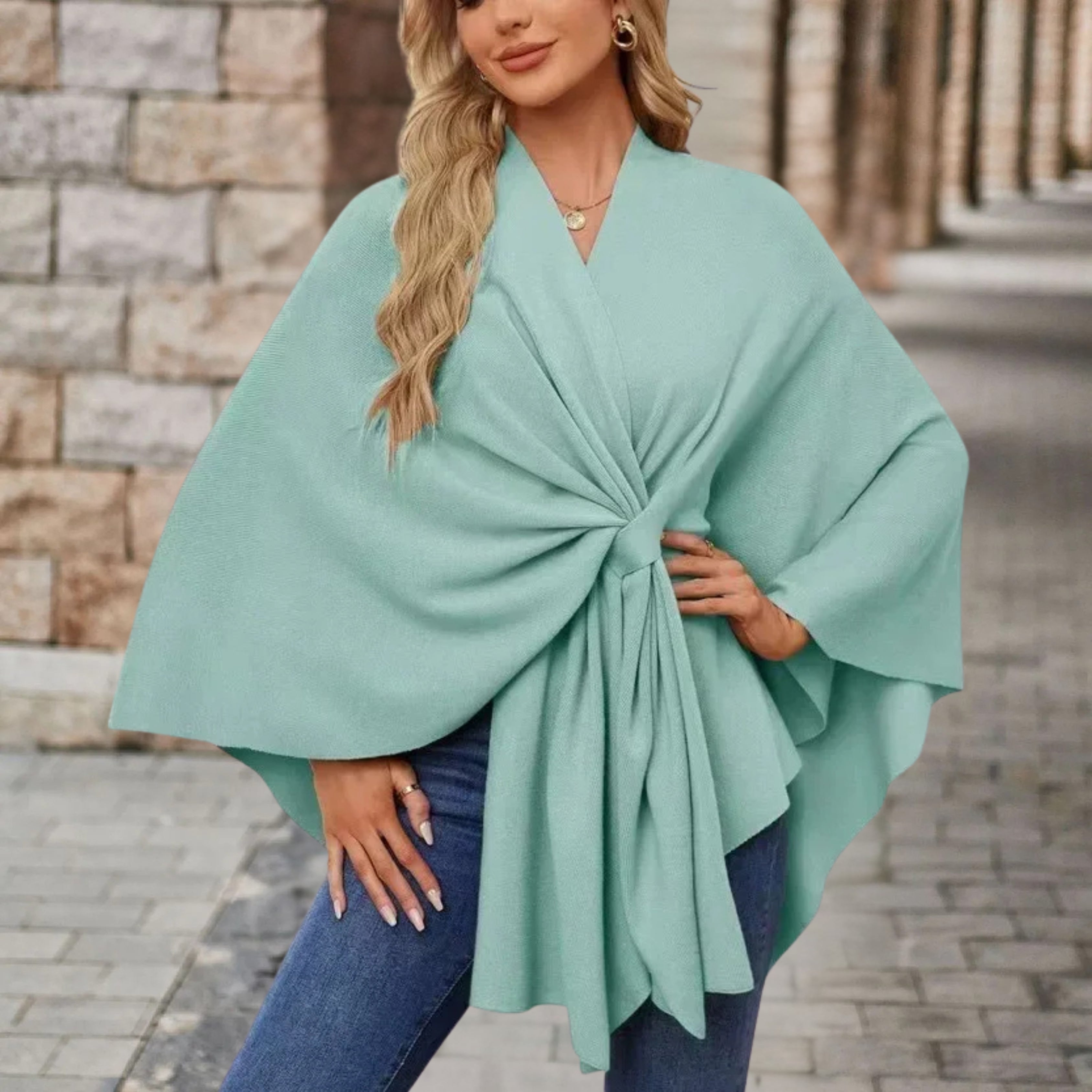 Edith - Women's Top in Cape-Style with Front Knot
