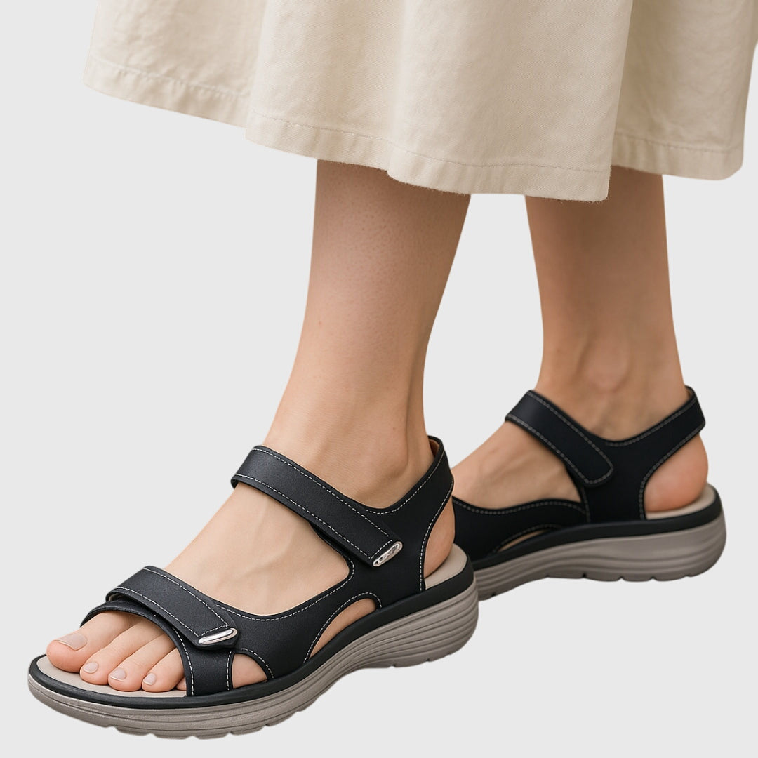 Chloe - Women's Sandals with Open Lace and Klettverschluss