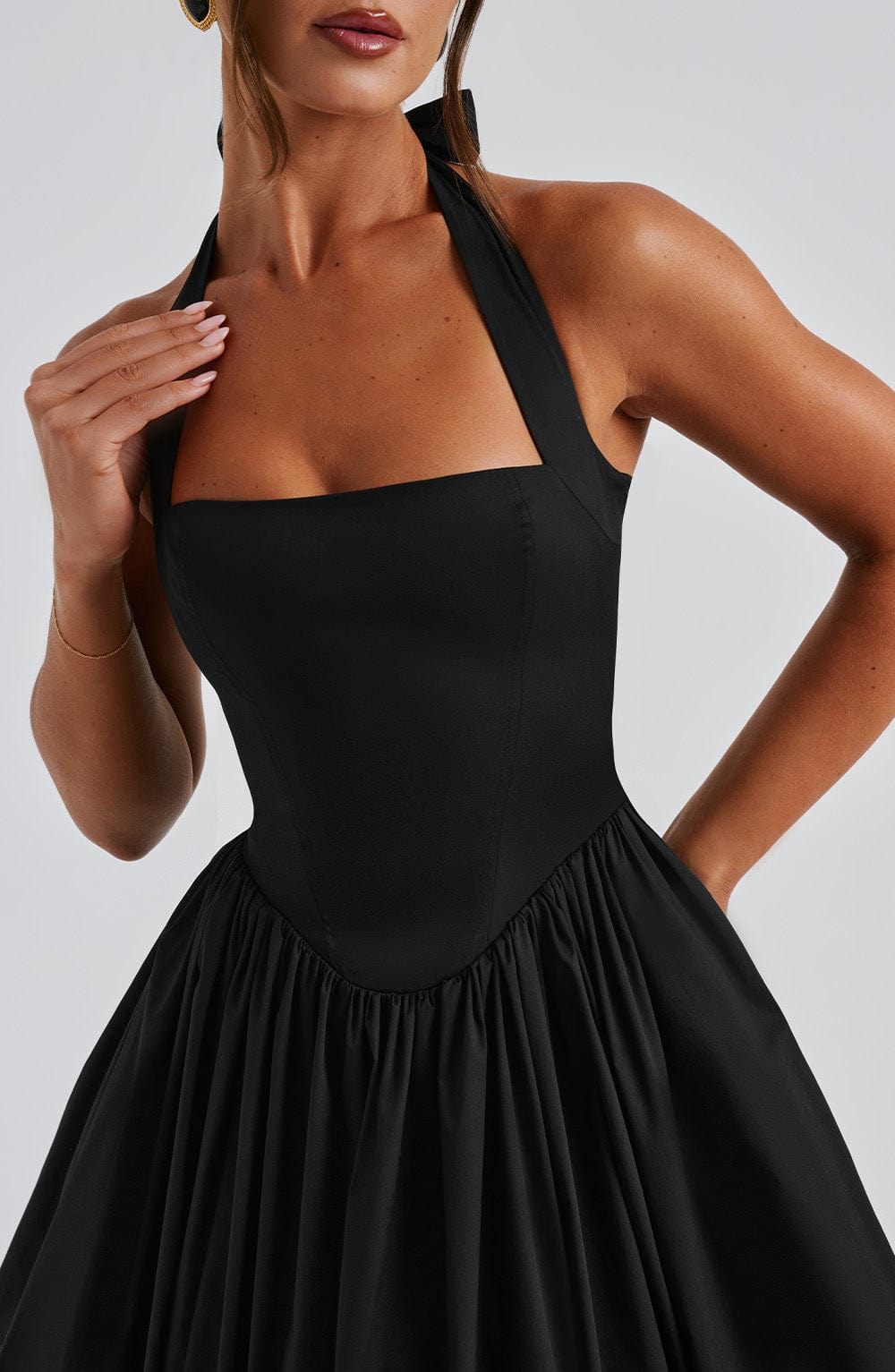 Michelle - Women's Wedding Guest Halterneck Midi Dress