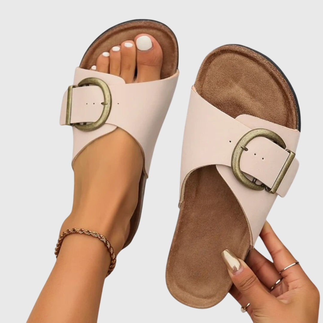 Clara - Women's Casual Slip-On-Sandals with Buckle