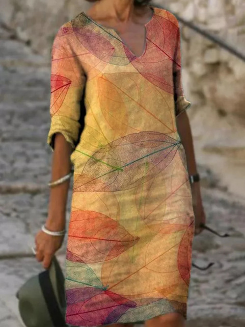 Winifred - Women's Printed V-Neck Midi Dress