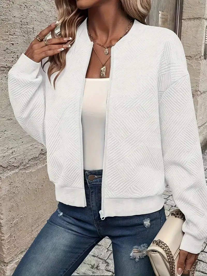 Rachel - Women's Cardigan with Zip and Struktur