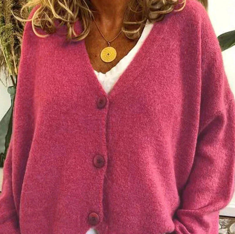 Sophie - Women's Casual-Cardigan with V-Neck and Buttons