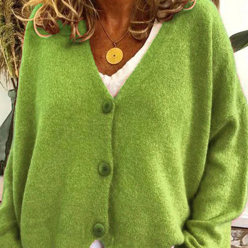 Sophie - Women's Casual-Cardigan with V-Neck and Buttons