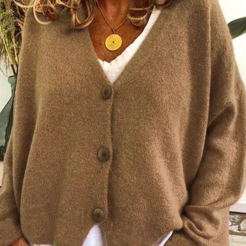 Sophie - Women's Casual-Cardigan with V-Neck and Buttons