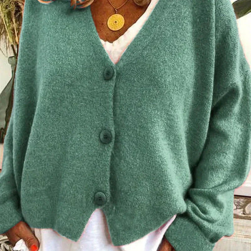 Sophie - Women's Casual-Cardigan with V-Neck and Buttons