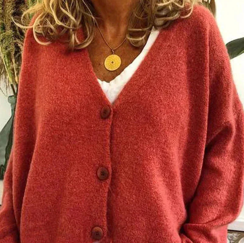Sophie - Women's Casual-Cardigan with V-Neck and Buttons