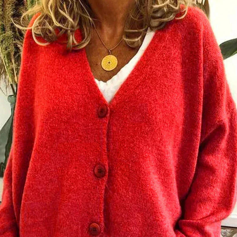 Sophie - Women's Casual-Cardigan with V-Neck and Buttons